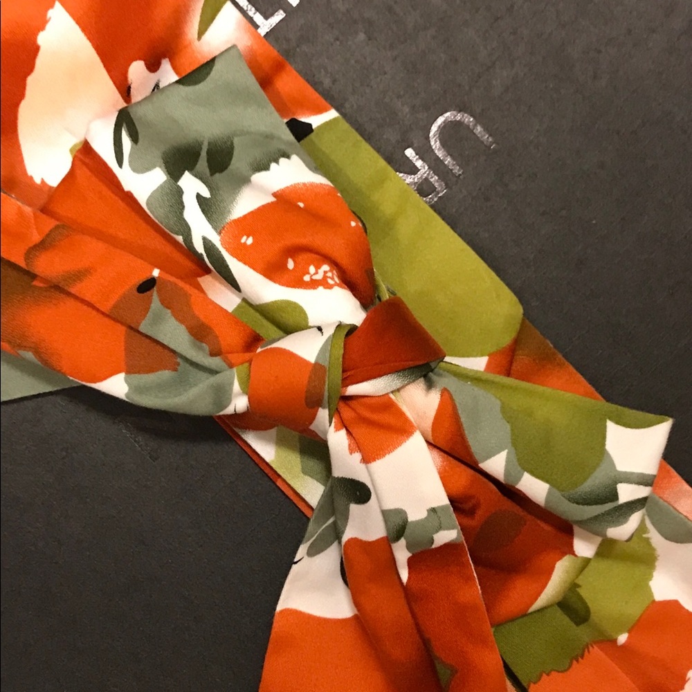 ANTHROPOLOGIE watercolor floral bow belt